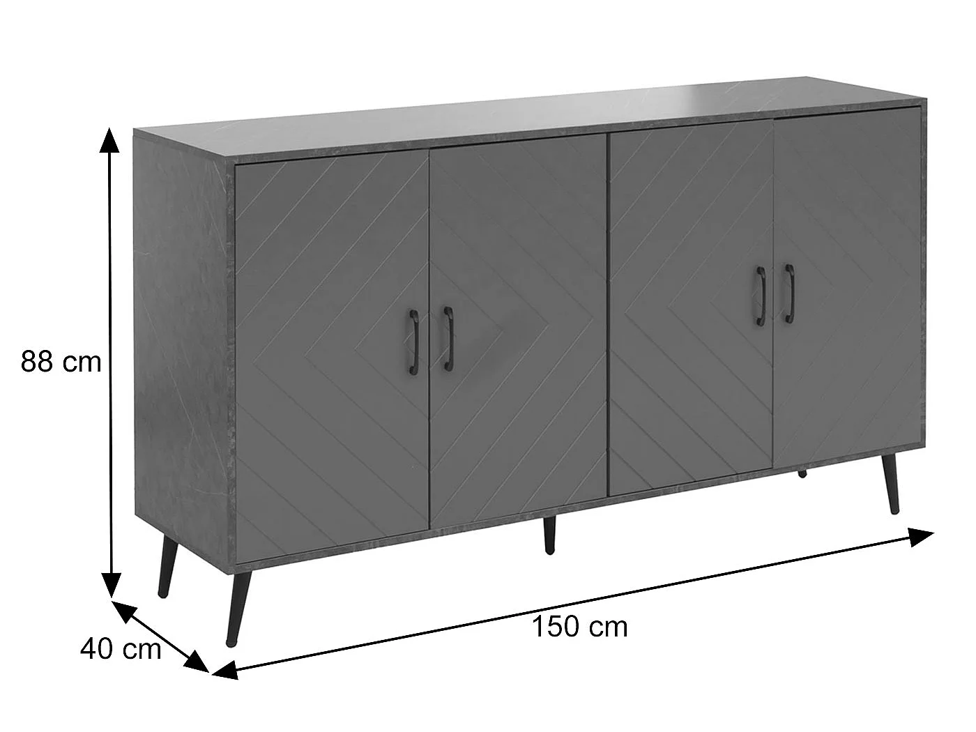 Sideboard MCW-N89,  grey marble effect