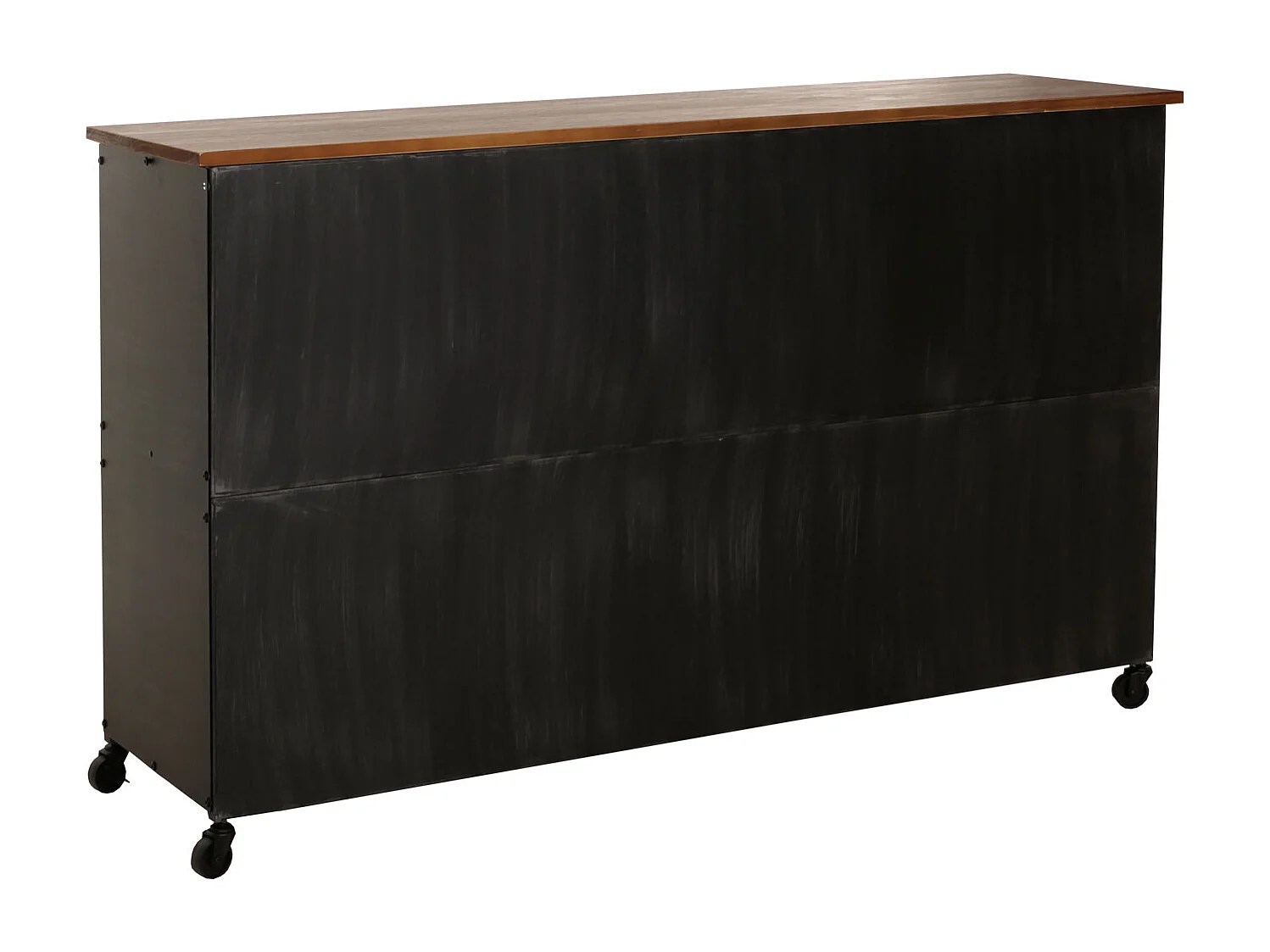 Cassettiera credenza MCW-N28, con ruote 4 cassetti, 3D industriale retrò metallo legno 90x150x40cm ~ nero, marrone