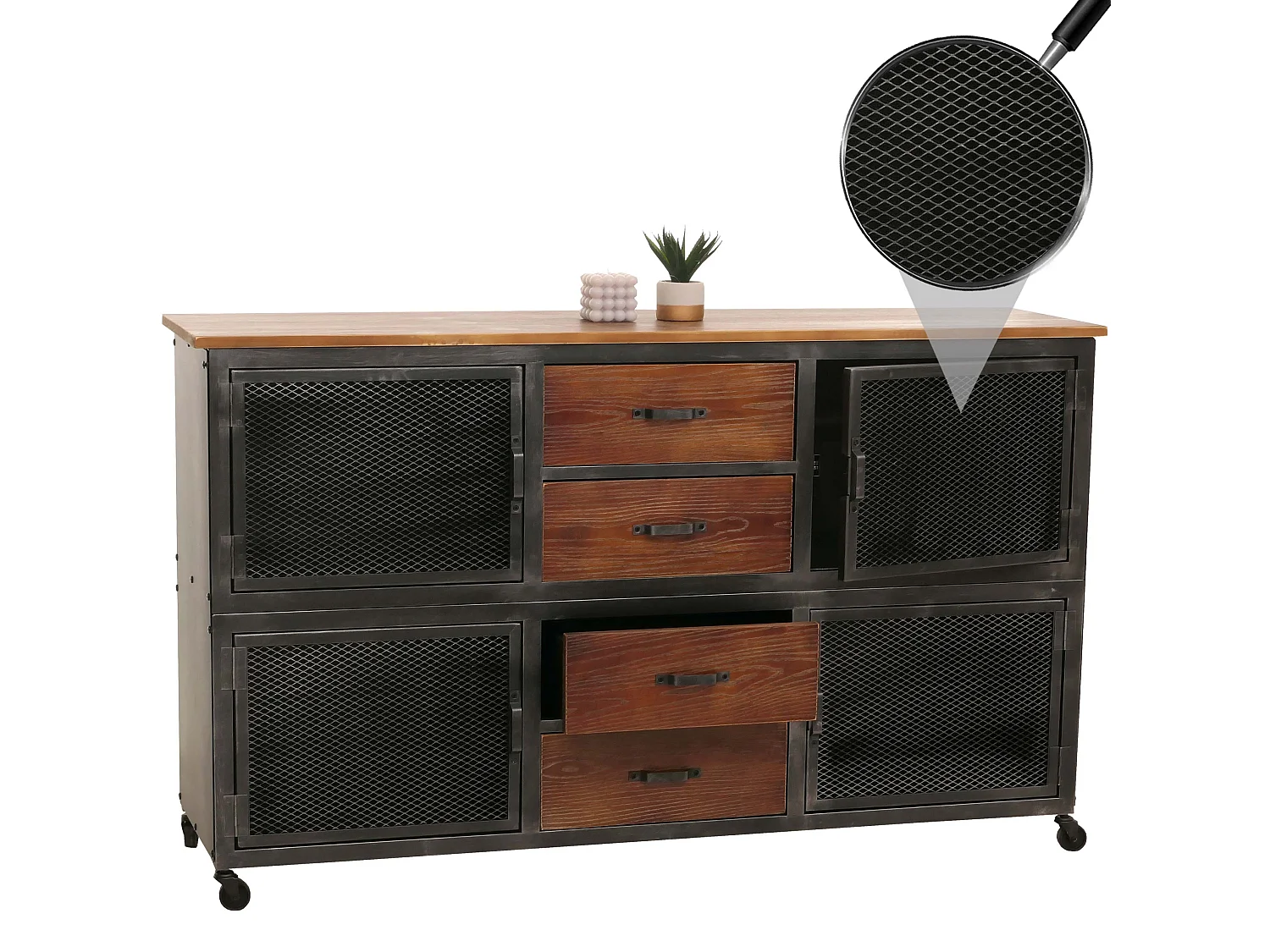 Sideboard MCW-N28, Schwarz, braun