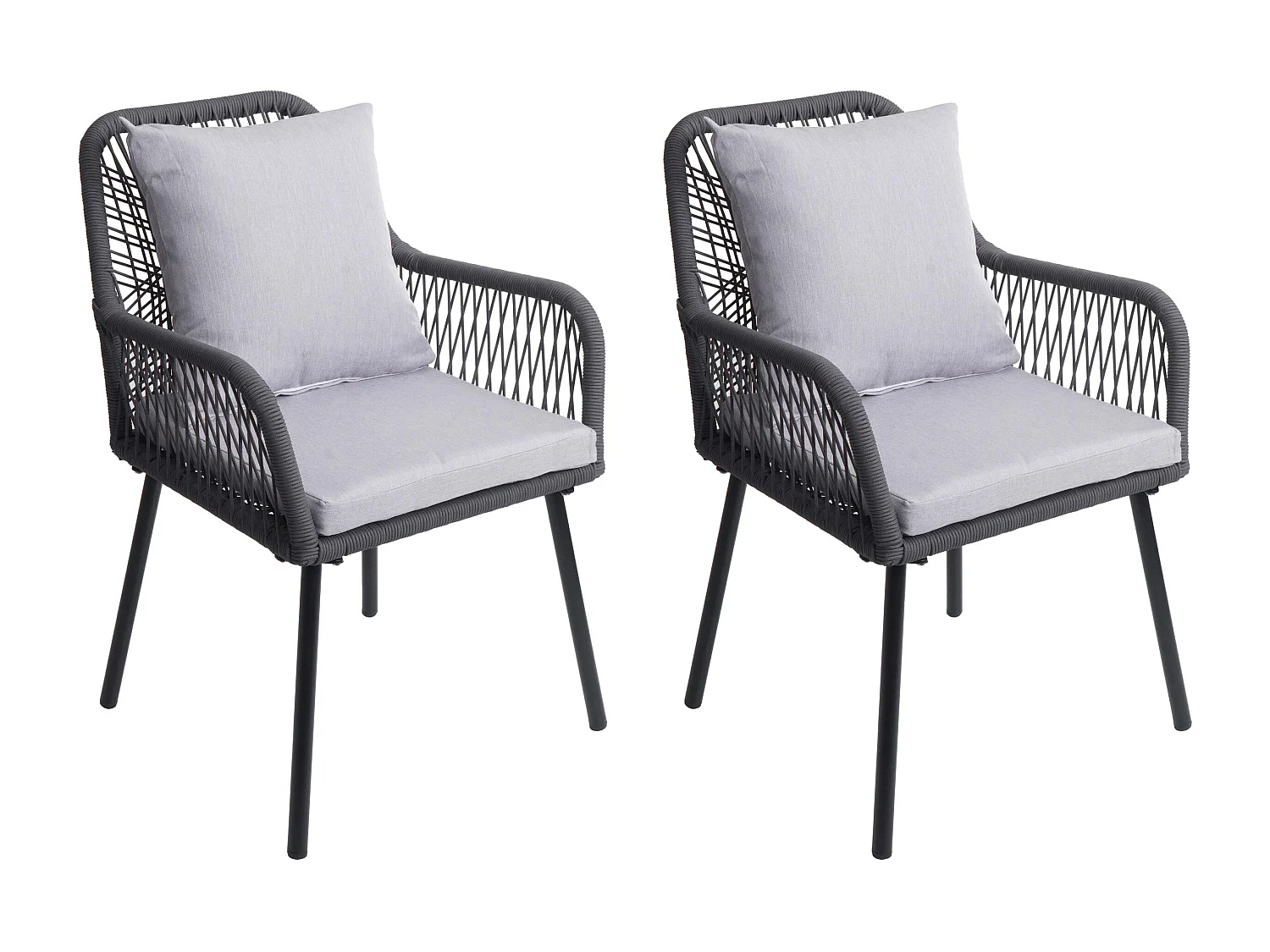 Chaise de jardin MCW-O12 (lot de 2),  anthracite, housse grise