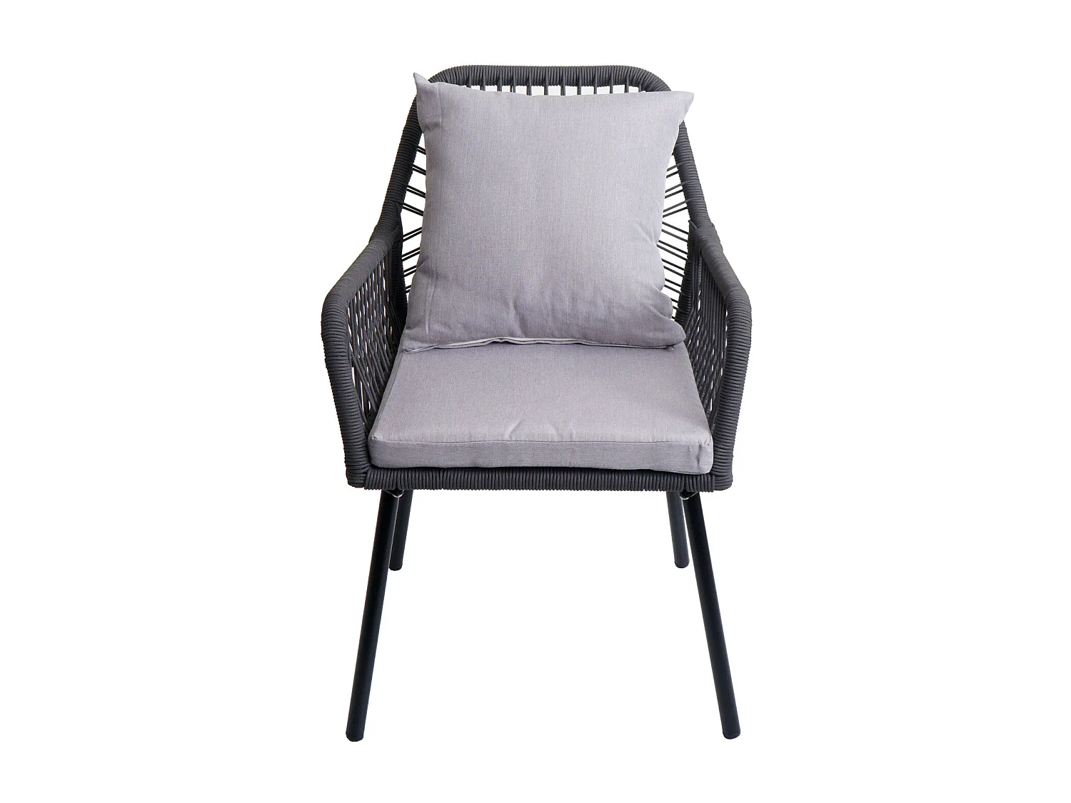 Chaise de jardin MCW-O12 (lot de 2),  anthracite, housse grise