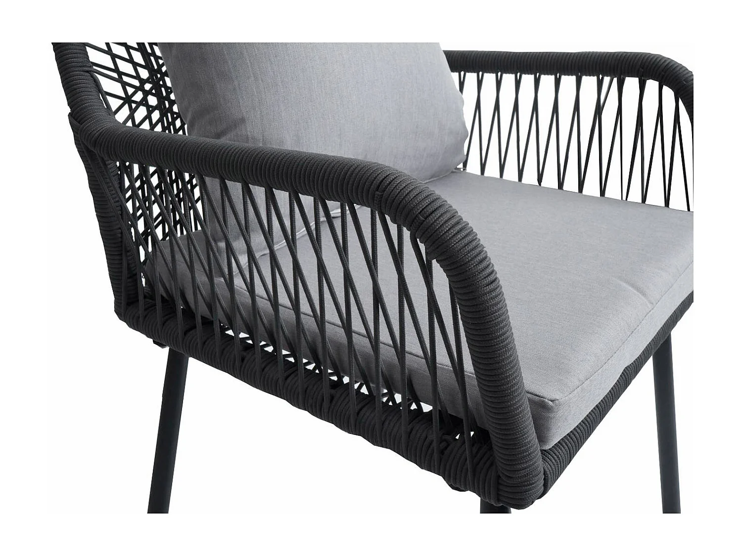Chaise de jardin MCW-O12 (lot de 2),  anthracite, housse grise