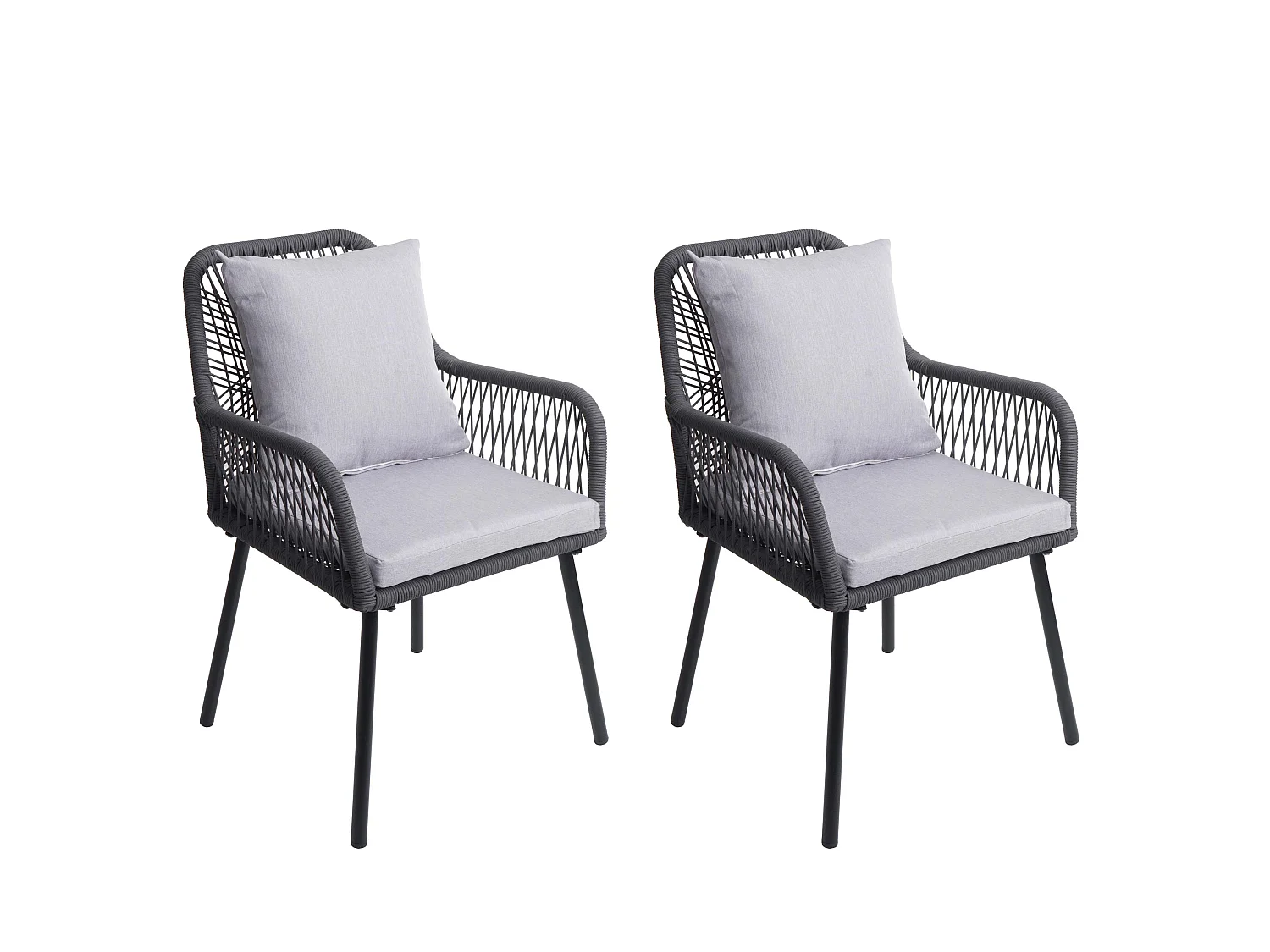 Chaise de jardin MCW-O12 (lot de 2),  anthracite, housse grise