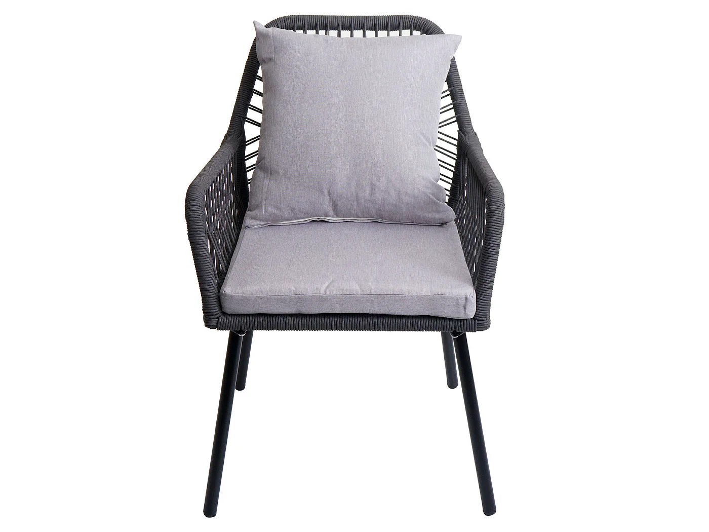 Chaise de jardin MCW-O12 (lot de 2),  anthracite, housse grise