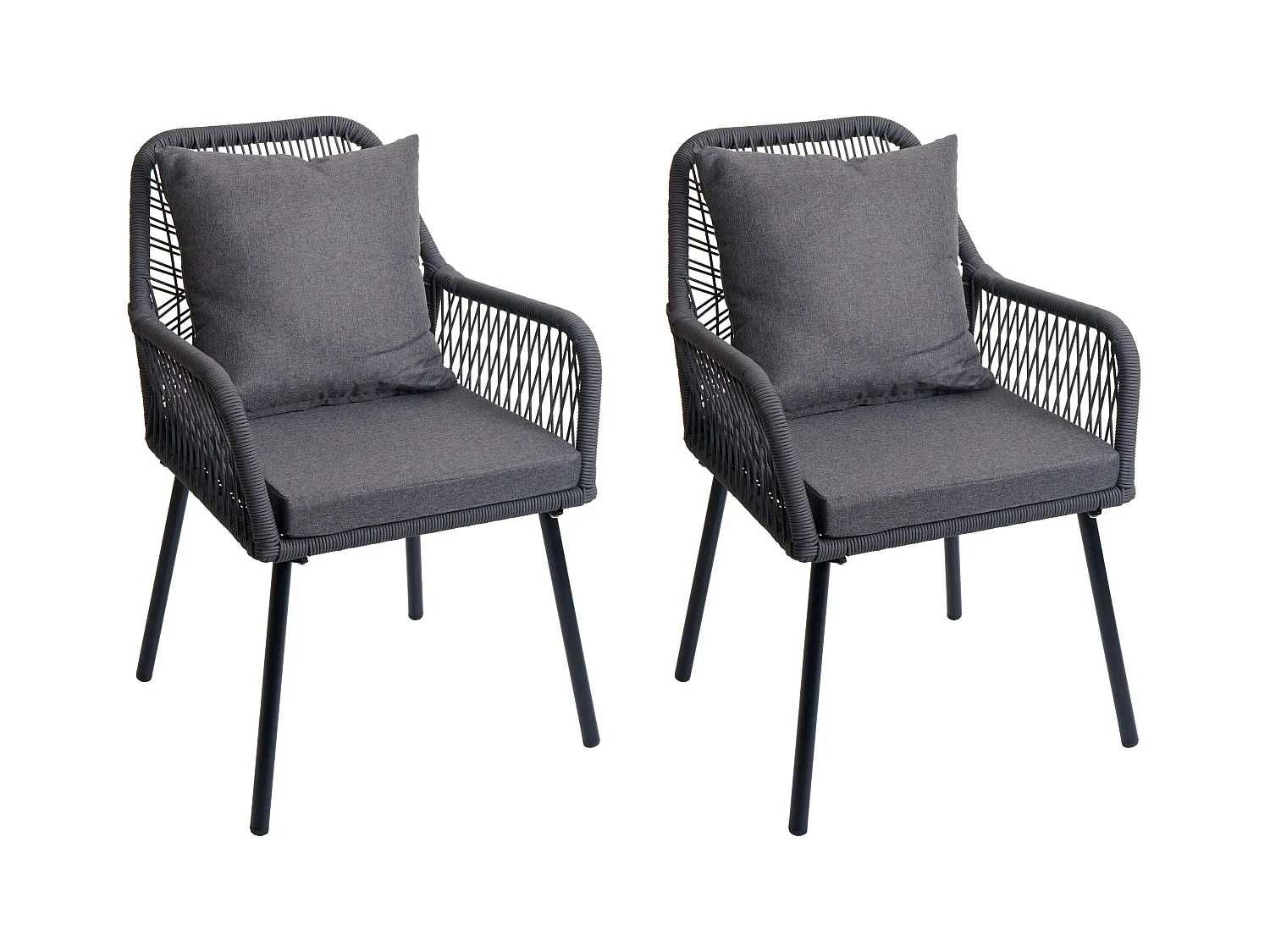 Chaise de jardin MCW-O12 (lot de 2),  anthracite, housse gris foncé
