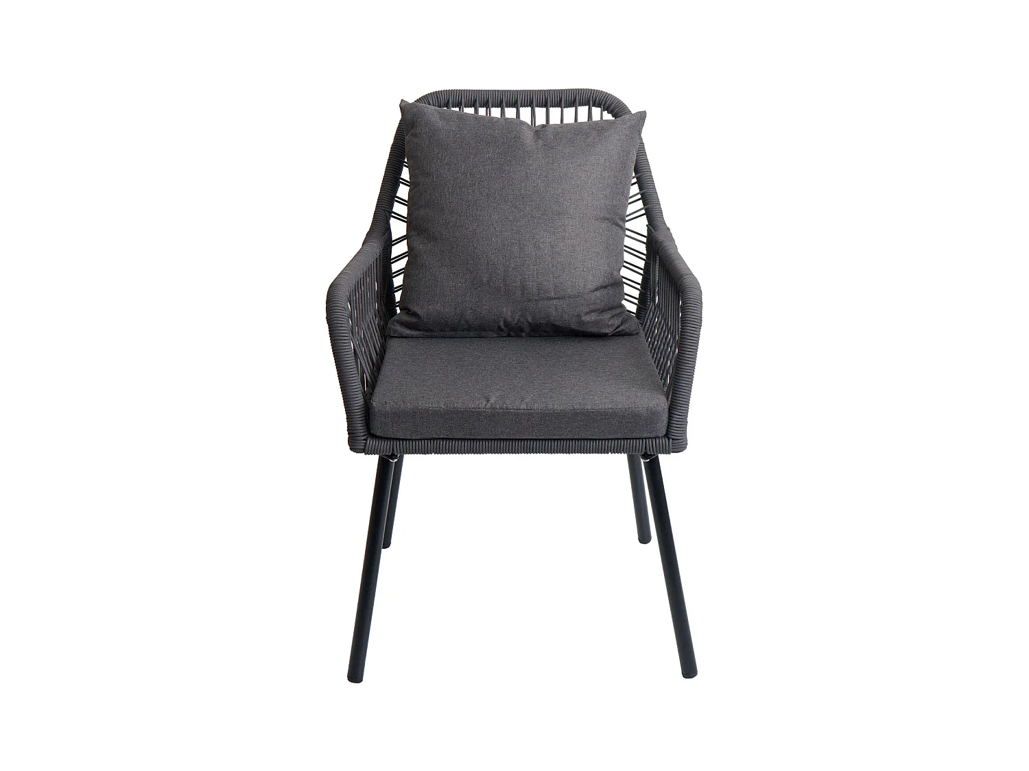 Chaise de jardin MCW-O12 (lot de 2),  anthracite, housse gris foncé