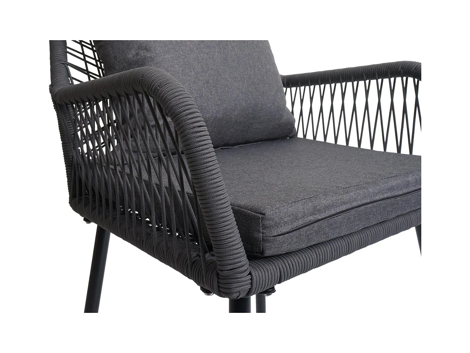 Chaise de jardin MCW-O12 (lot de 2),  anthracite, housse gris foncé