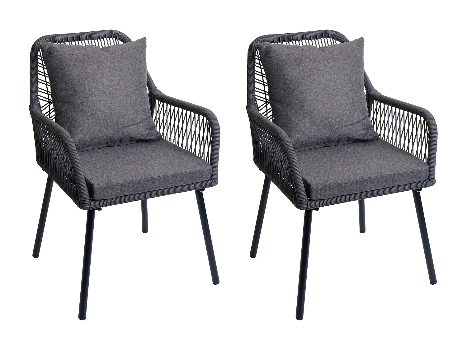 Chaise de jardin MCW-O12 (lot de 2),  anthracite, housse gris foncé