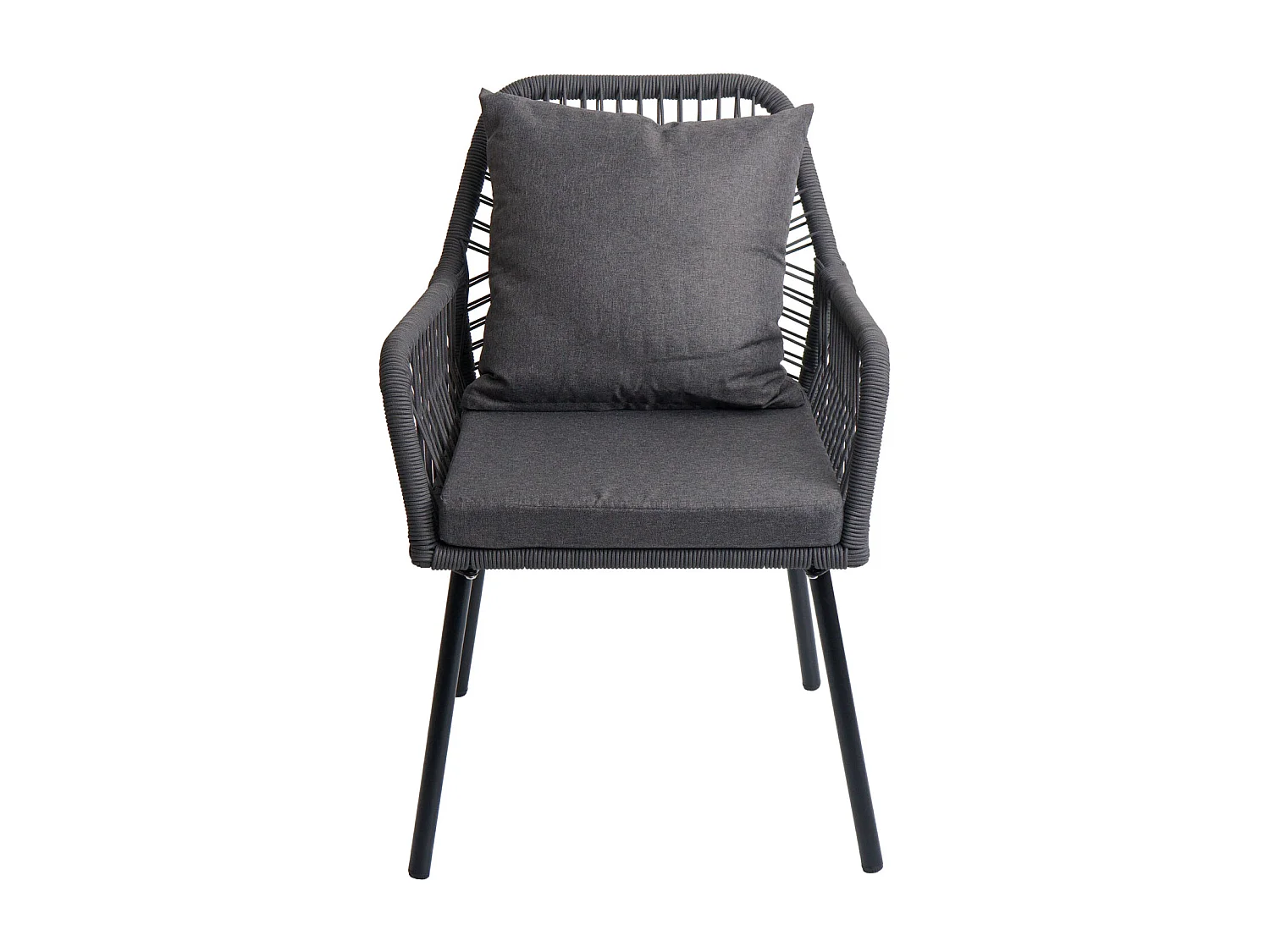 Chaise de jardin MCW-O12 (lot de 2),  anthracite, housse gris foncé