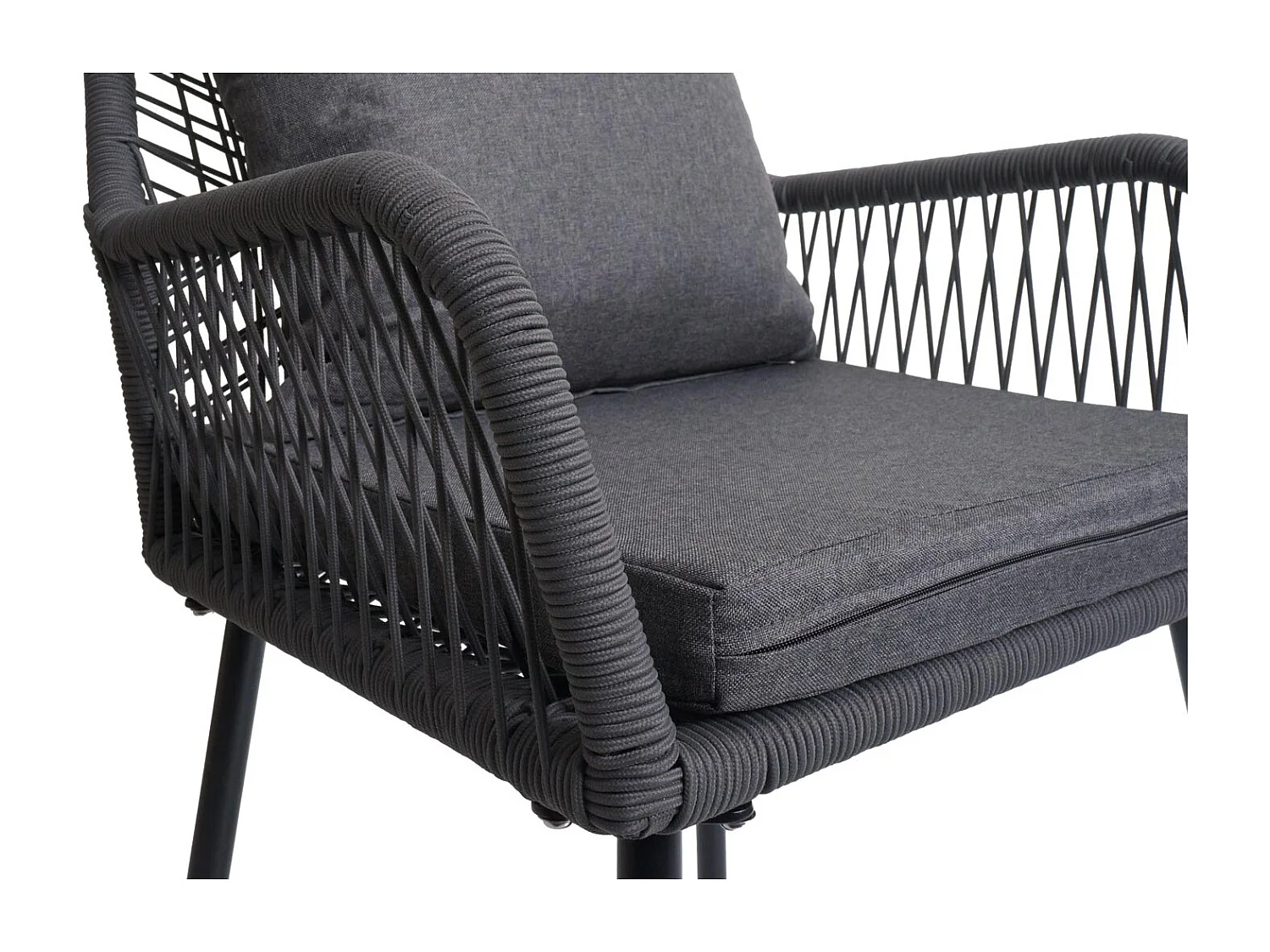 Chaise de jardin MCW-O12 (lot de 2),  anthracite, housse gris foncé