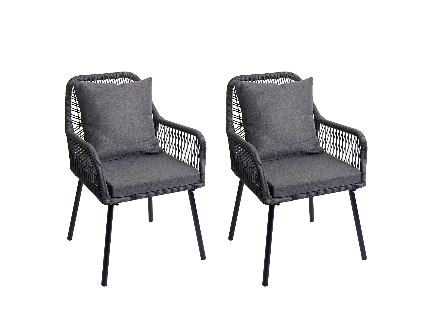 Gartenstuhl MCW-O12 (2er-Set), Anthrazit, Bezug dunkelgrau