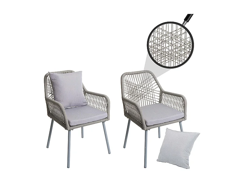 Krzesło ogrodowe MCW-O12 (zestaw 2 sztuk),  szary, szary pokrowiec