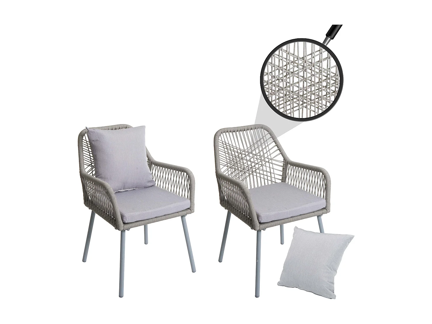 Gartenstuhl MCW-O12 (2er-Set), Grau, Bezug grau