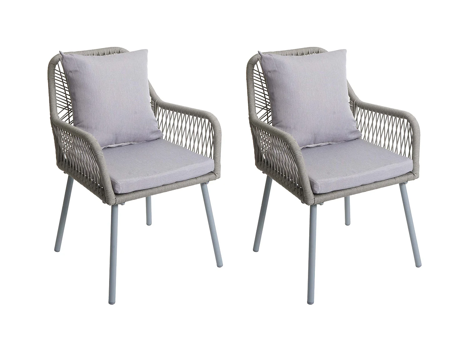 Gartenstuhl MCW-O12 (2er-Set), Grau, Bezug grau