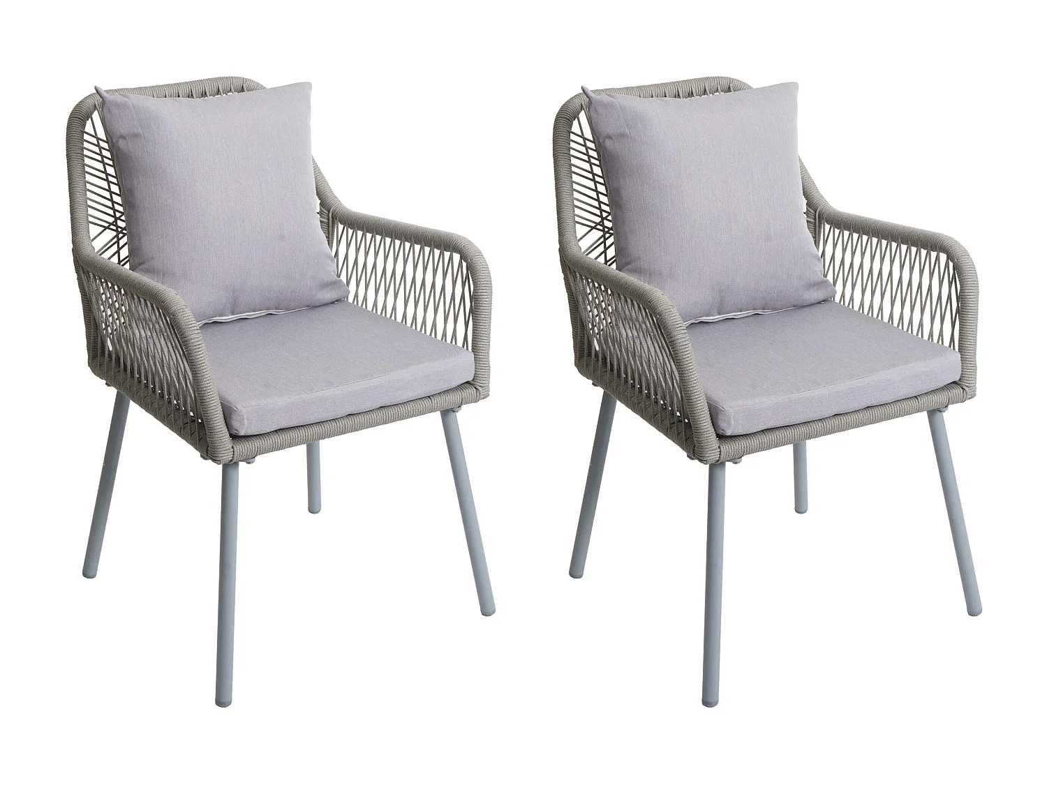Gartenstuhl MCW-O12 (2er-Set), Grau, Bezug grau