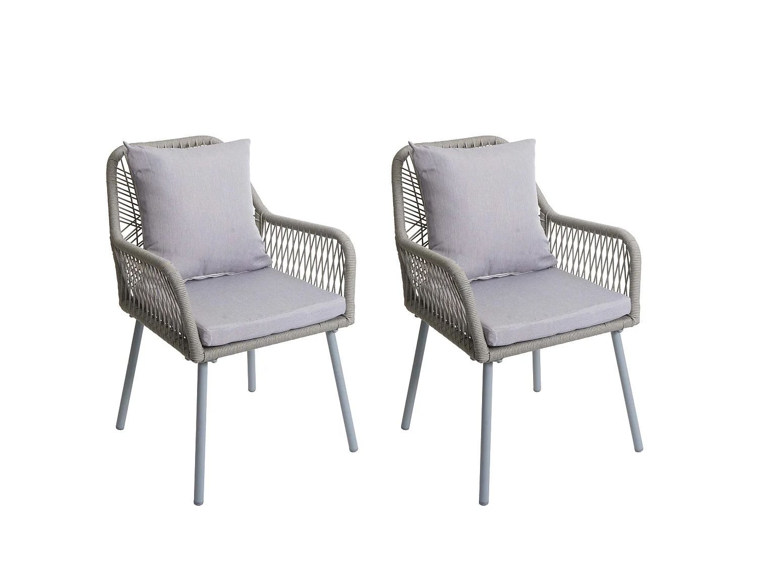 Chaise de jardin MCW-O12 (lot de 2),  gris, housse grise
