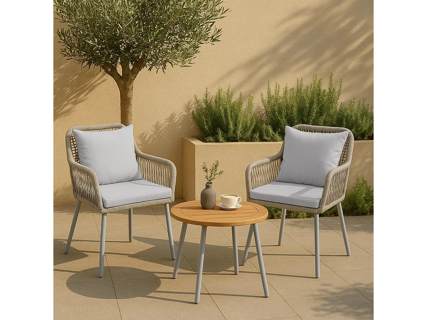 Chaise de jardin MCW-O12 (lot de 2),  gris, housse grise