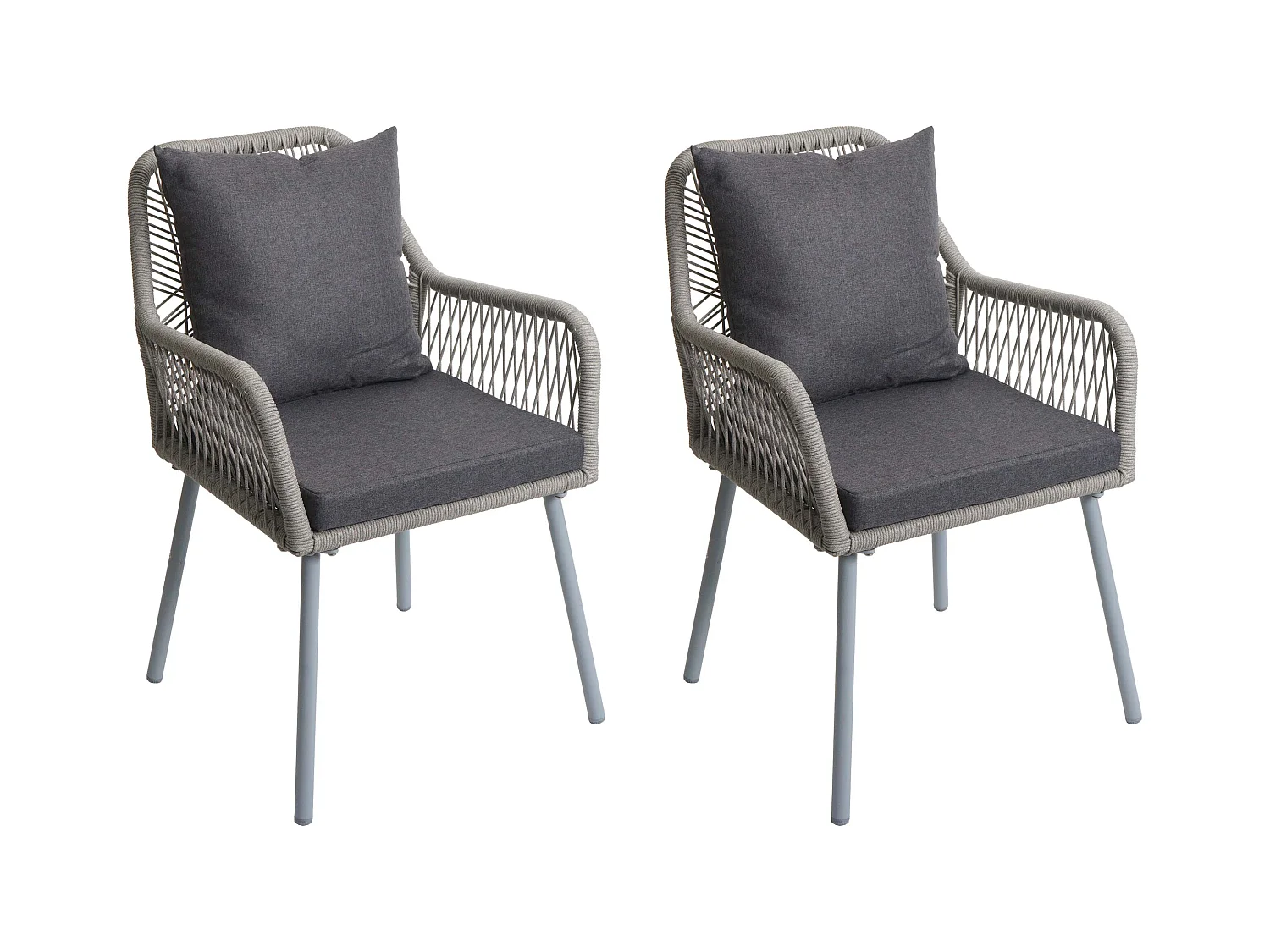Chaise de jardin MCW-O12 (lot de 2),  gris, housse gris foncé