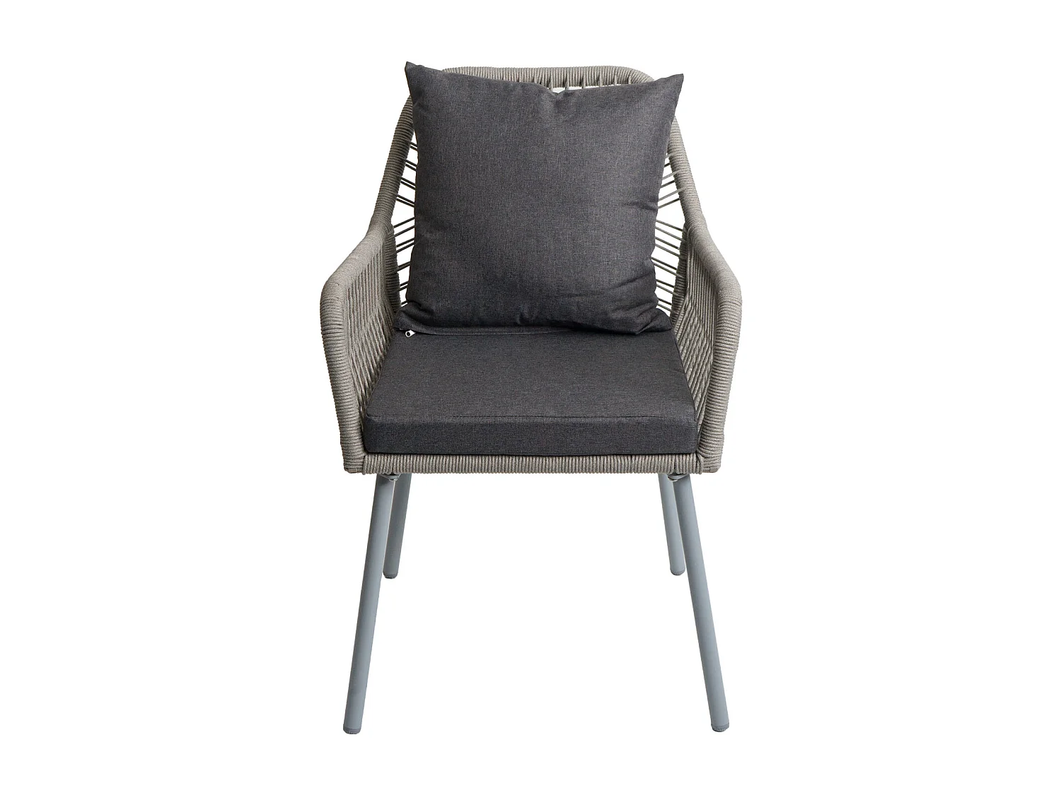 Gartenstuhl MCW-O12 (2er-Set), Grau, Bezug dunkelgrau