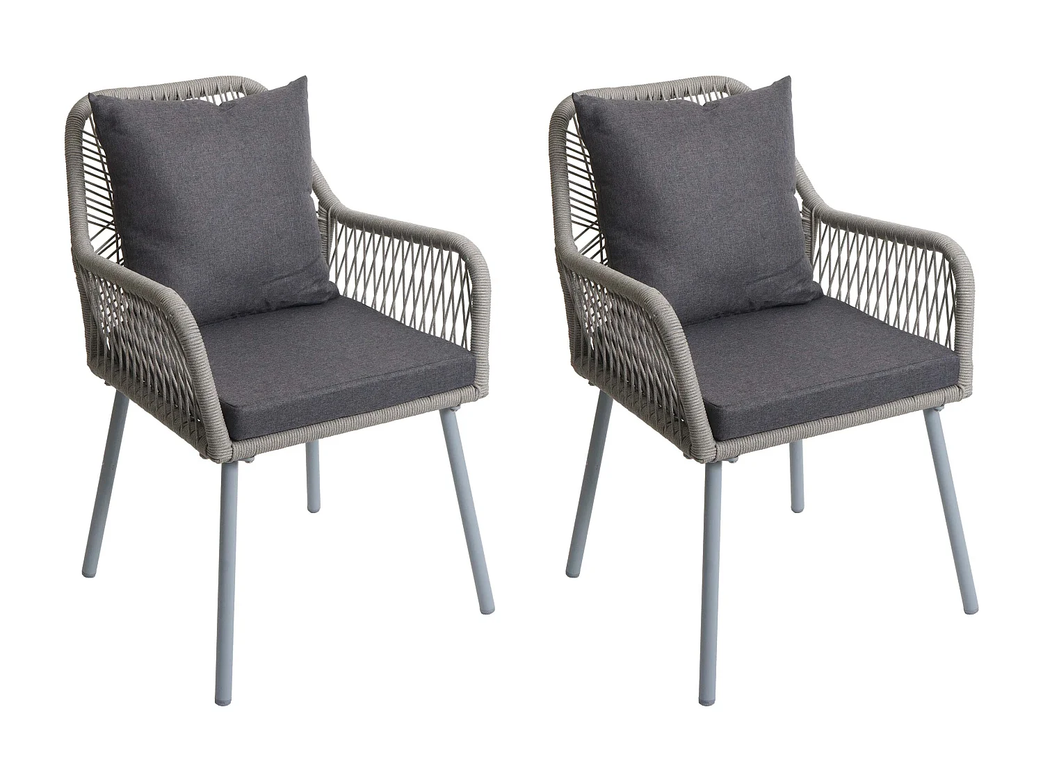 Chaise de jardin MCW-O12 (lot de 2),  gris, housse gris foncé