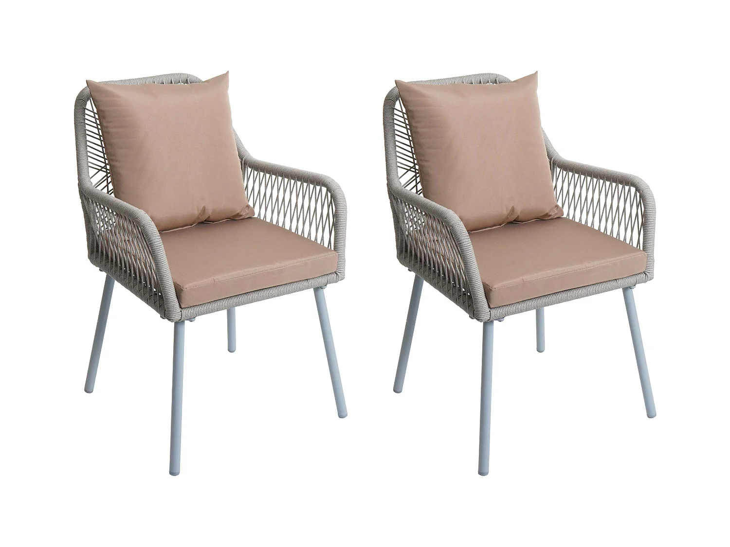 Gartenstuhl MCW-O12 (2er-Set), Grau, Bezug taupe