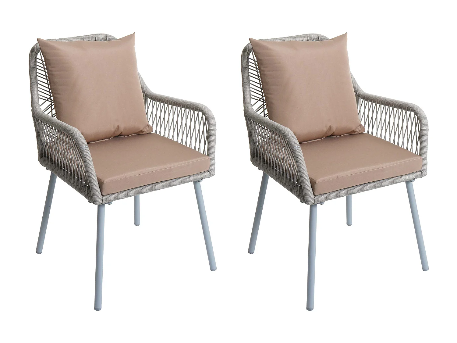 Tuinstoel MCW-O12 (set van 2),  grijs, bekleding taupe