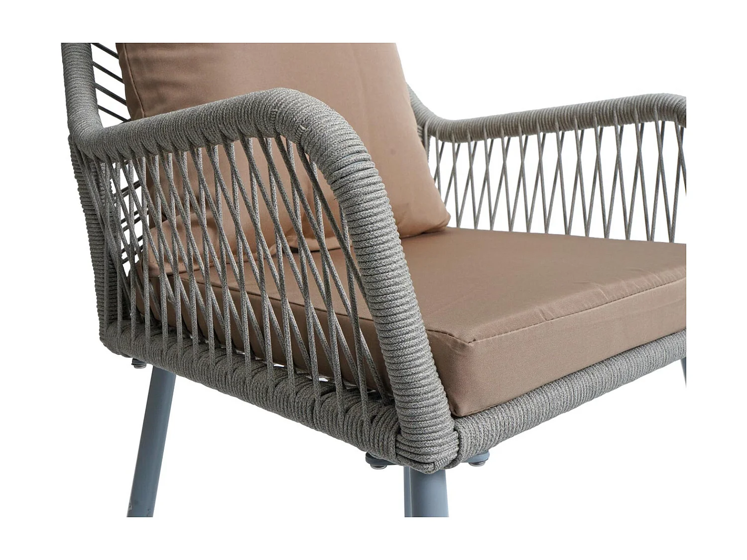 Tuinstoel MCW-O12 (set van 2),  grijs, bekleding taupe