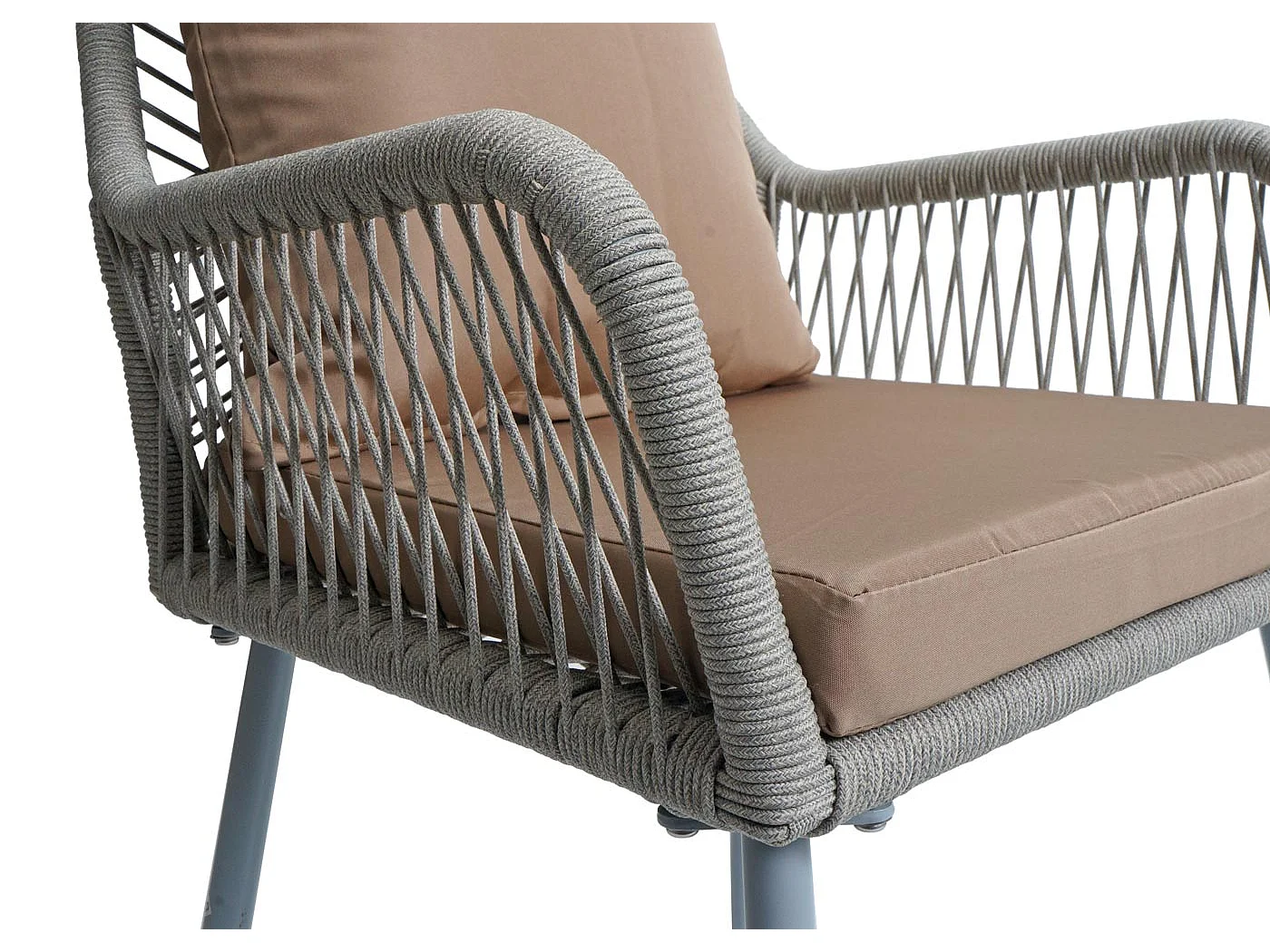 Tuinstoel MCW-O12 (set van 2),  grijs, bekleding taupe