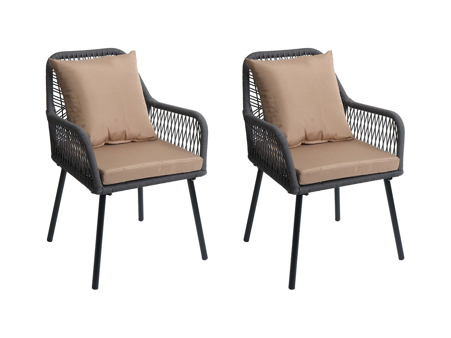 Gartenstuhl MCW-O12 (2er-Set), Anthrazit, Bezug taupe