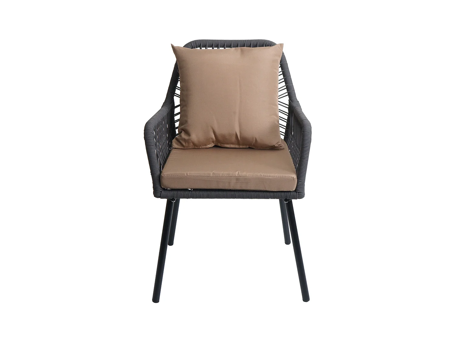 Gartenstuhl MCW-O12 (2er-Set), Anthrazit, Bezug taupe