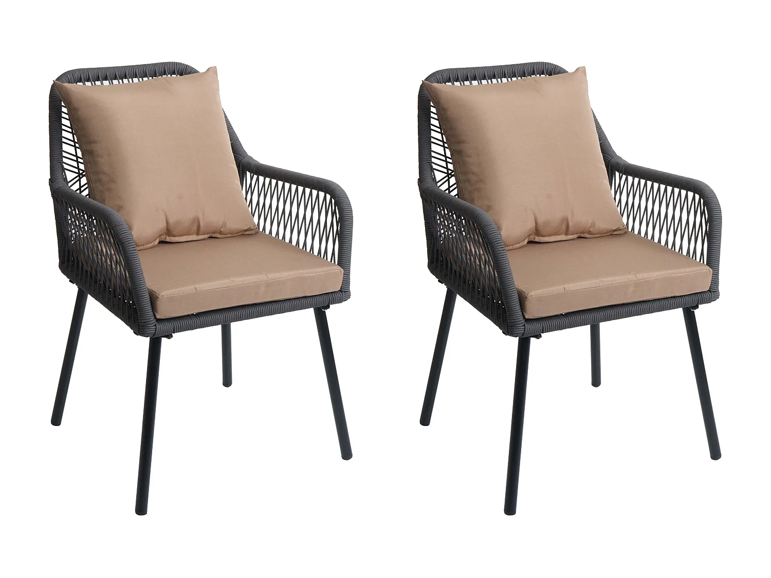 Chaise de jardin MCW-O12 (lot de 2),  anthracite, housse taupe