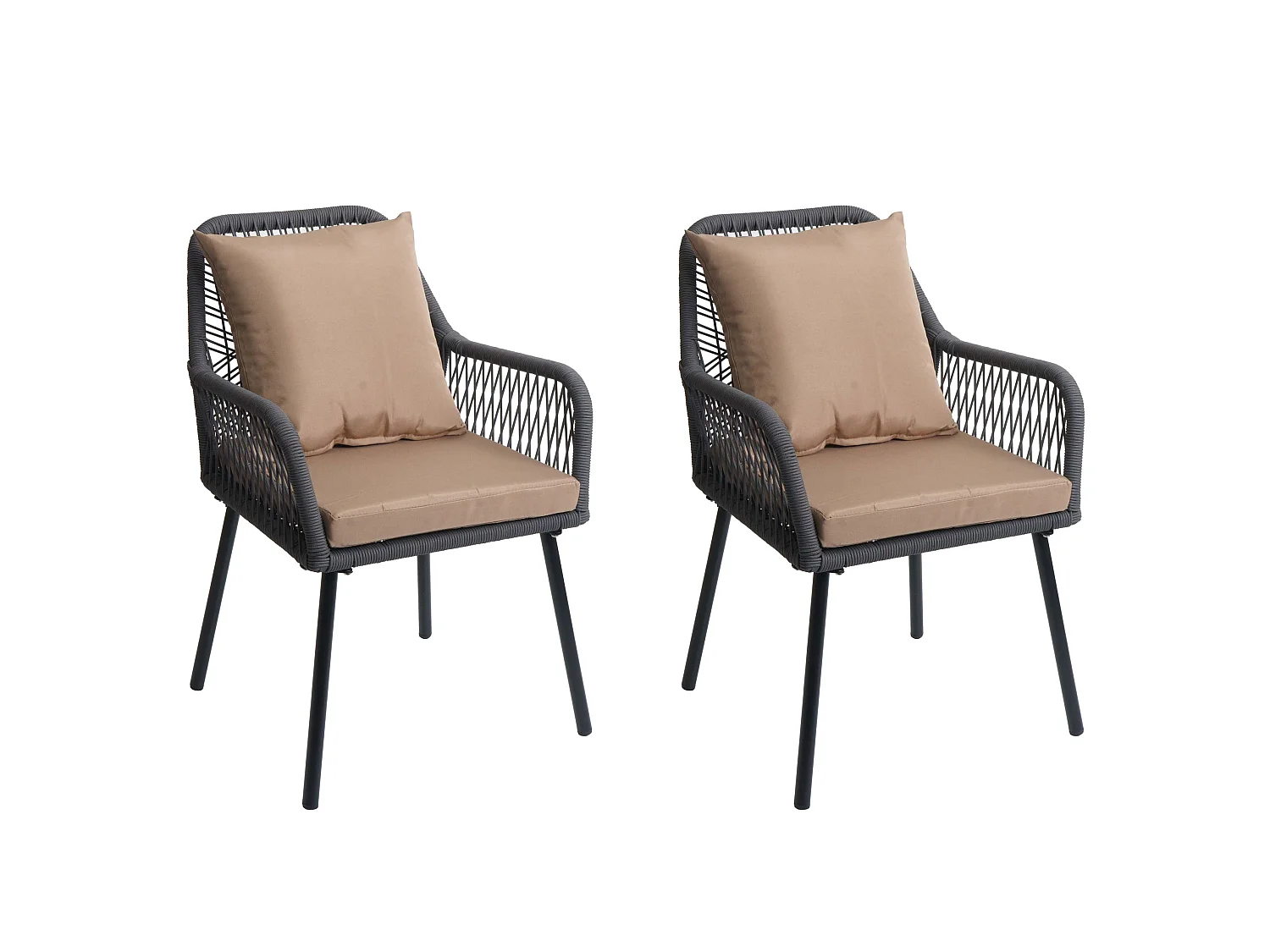 Chaise de jardin MCW-O12 (lot de 2),  anthracite, housse taupe