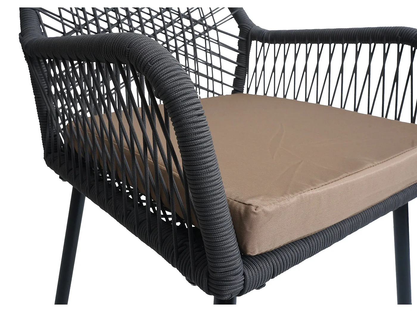 Chaise de jardin MCW-O12 (lot de 2),  anthracite, housse taupe