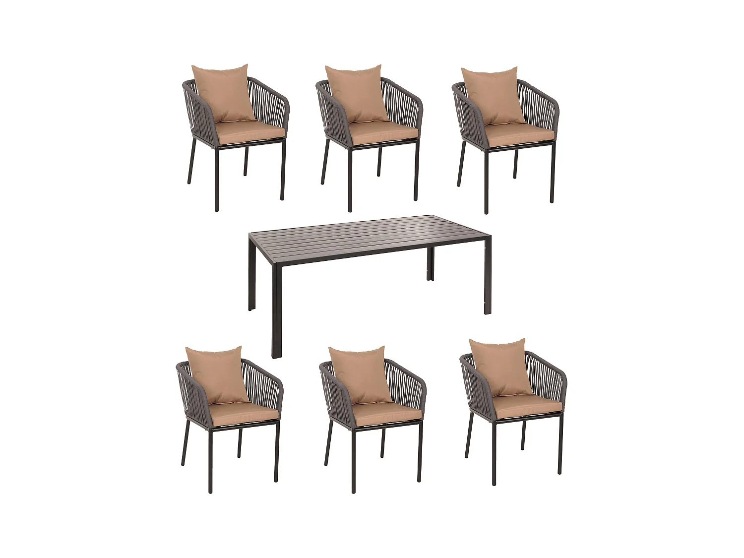 Gartengarnitur MCW-N41 (7-teilig), Anthrazit Kissen taupe