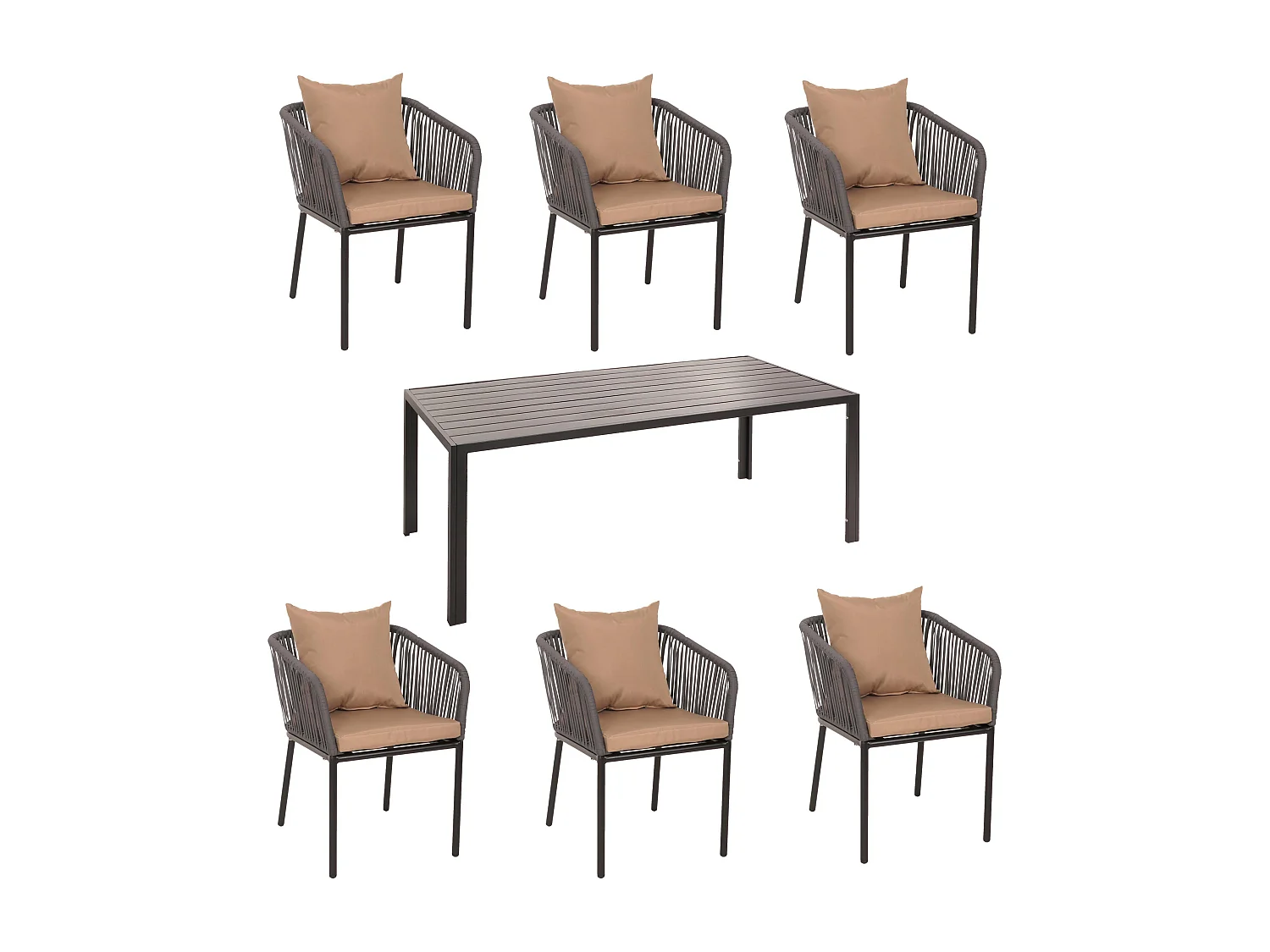 Gartengarnitur MCW-N41 (7-teilig), Anthrazit Kissen taupe