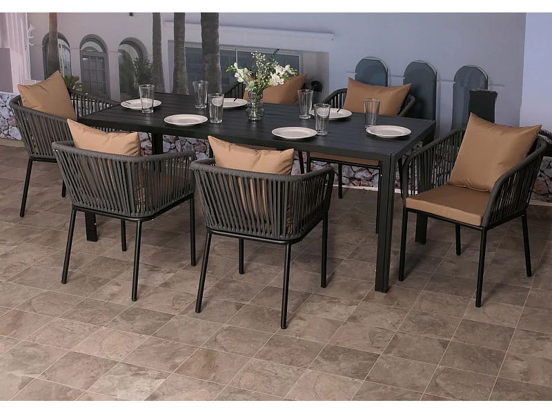 Zestaw ogrodowy MCW-N41 (7-częściowy),  antracyt poduszki taupe