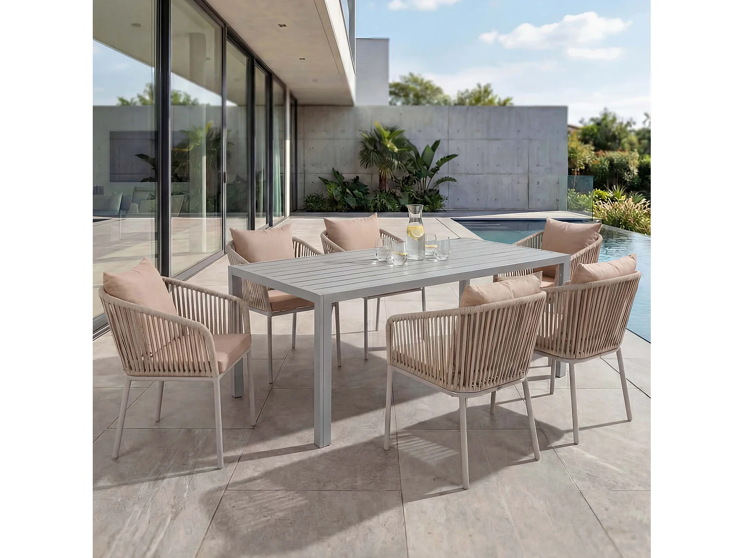 Tuinset MCW-N41 (7-delig),  grijs Kussens taupe