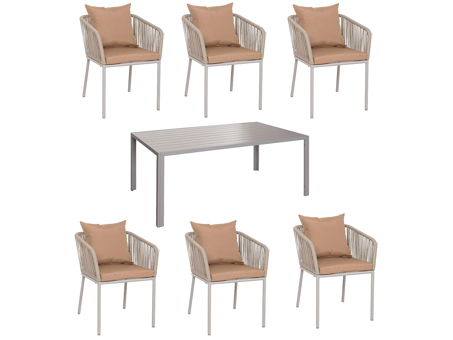 Tuinset MCW-N41 (7-delig),  grijs Kussens taupe