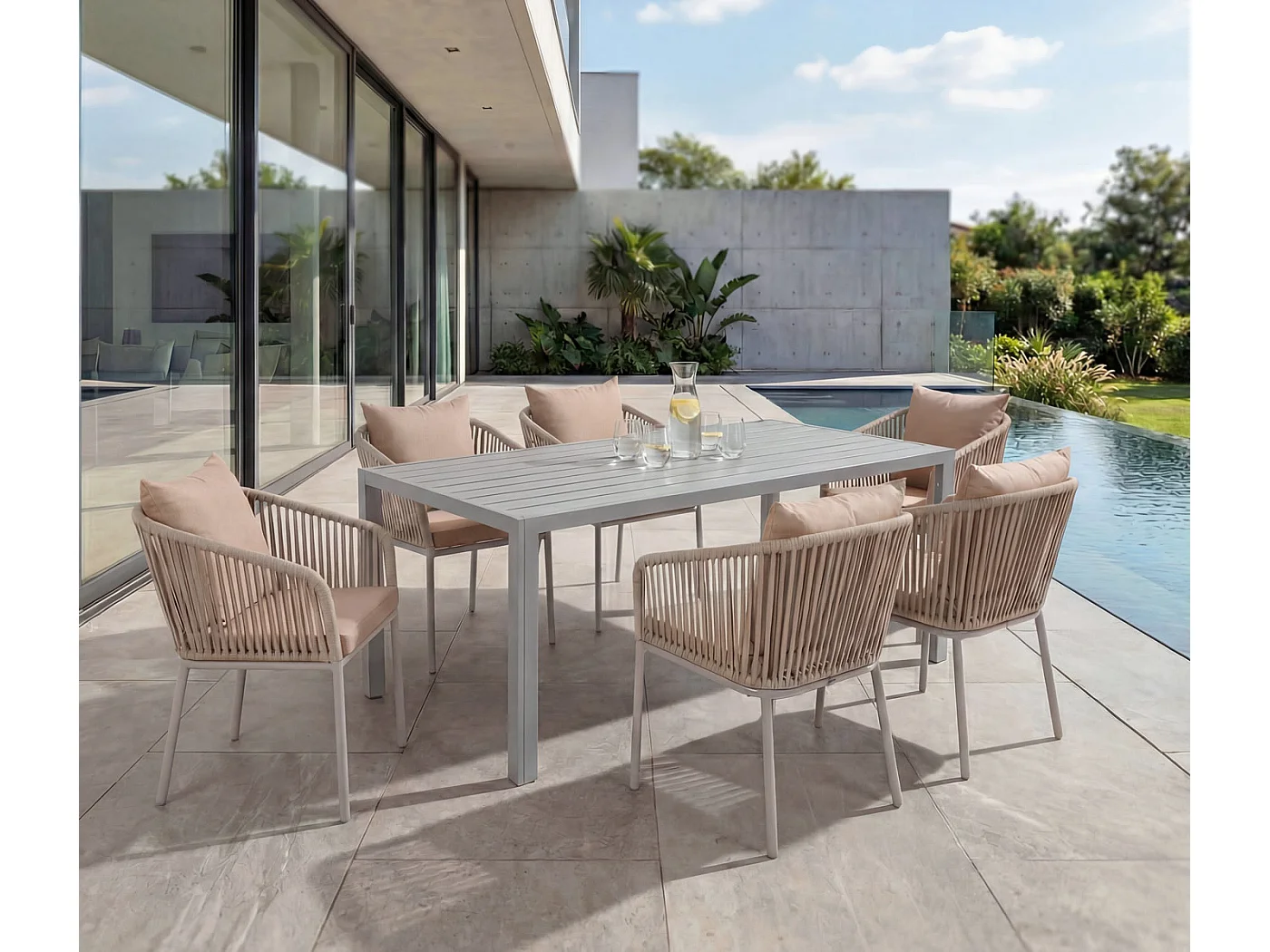 Tuinset MCW-N41 (7-delig),  grijs Kussens taupe