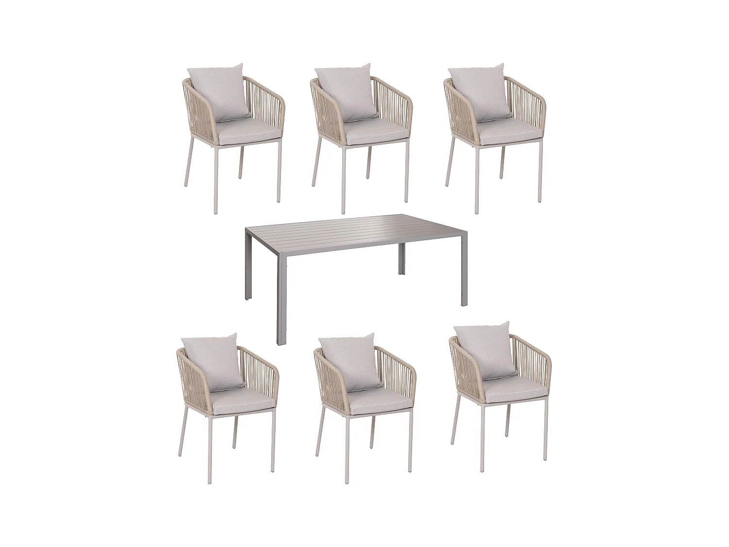 Gartengarnitur MCW-N41 (7-teilig), Hellgrau Kissen hellgrau