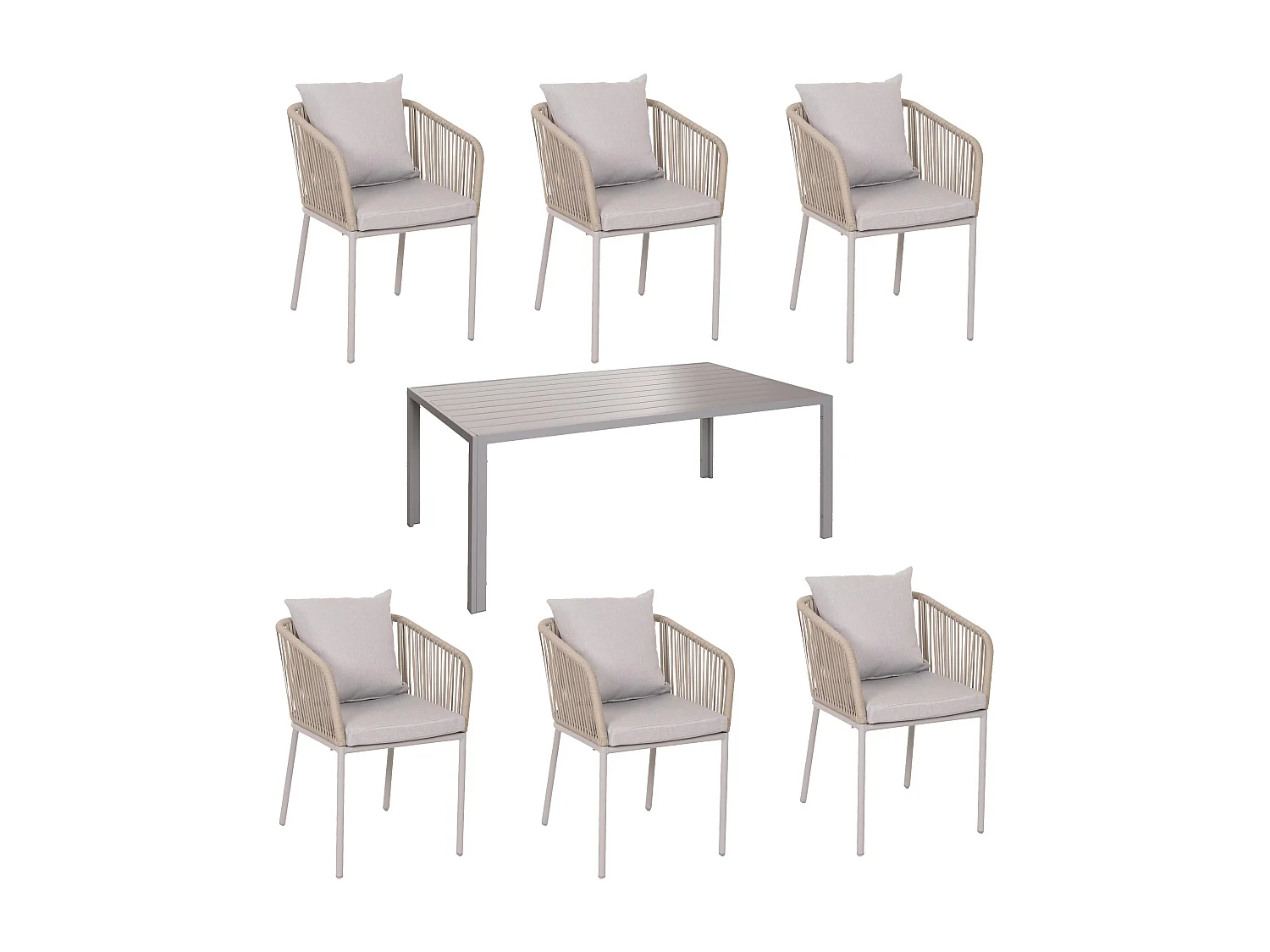 Gartengarnitur MCW-N41 (7-teilig), Hellgrau Kissen hellgrau