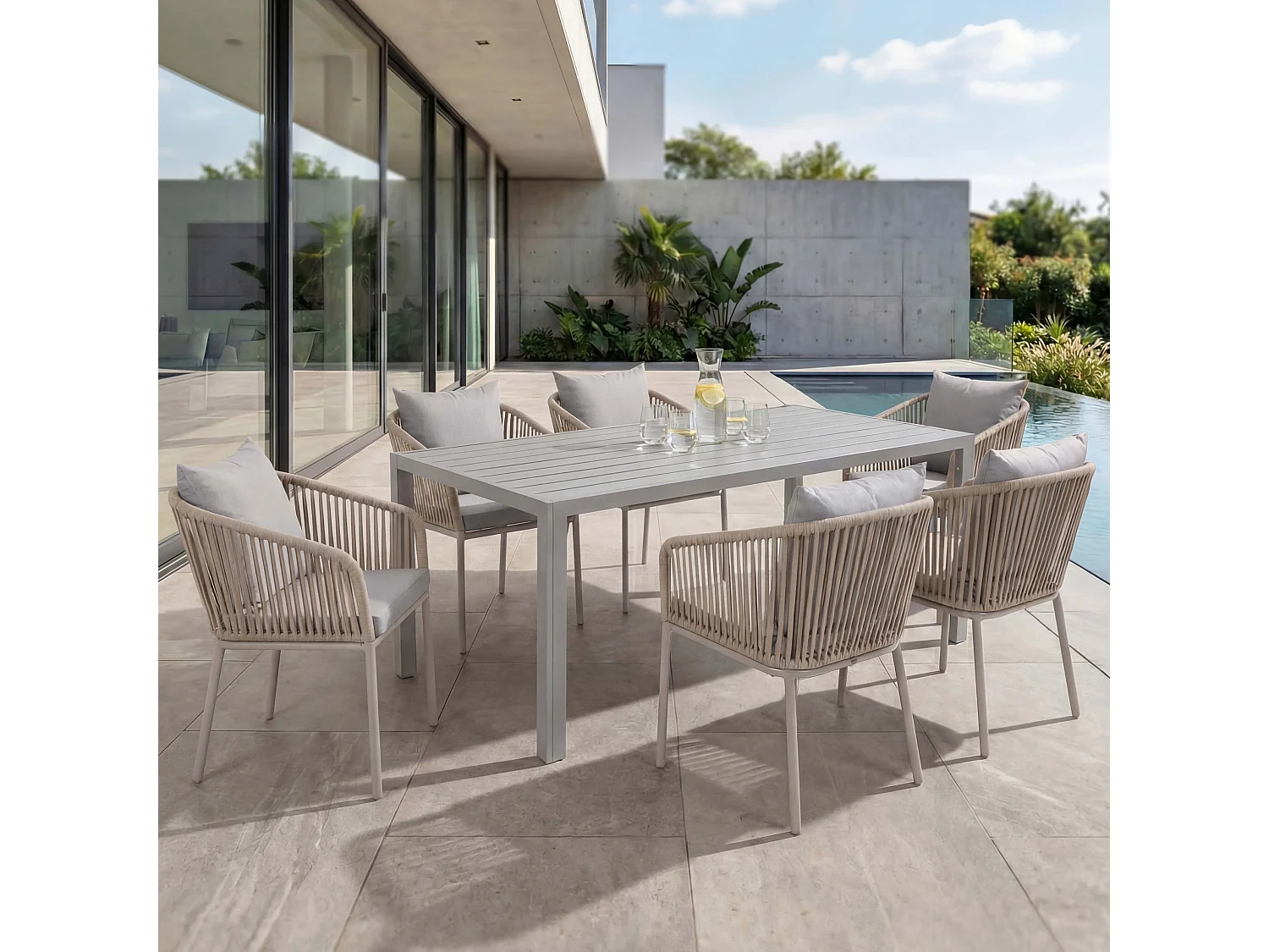 Tuinset MCW-N41 (7-delig),  grijs Kussens grijs