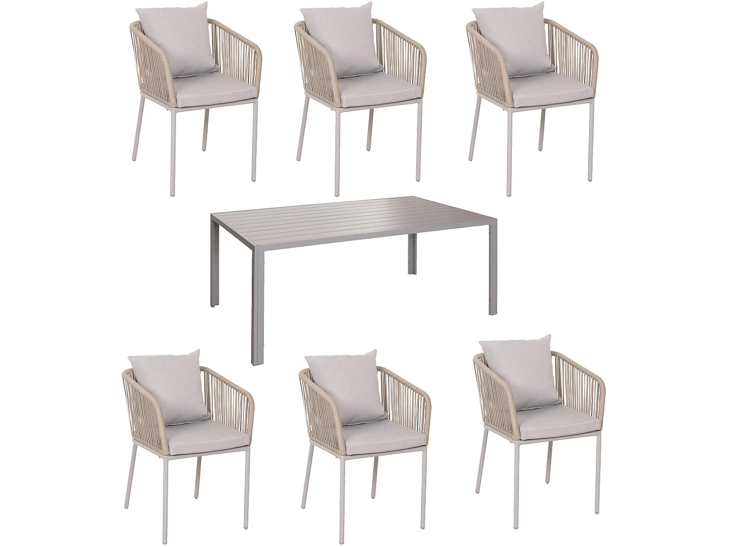 Tuinset MCW-N41 (7-delig),  grijs Kussens grijs