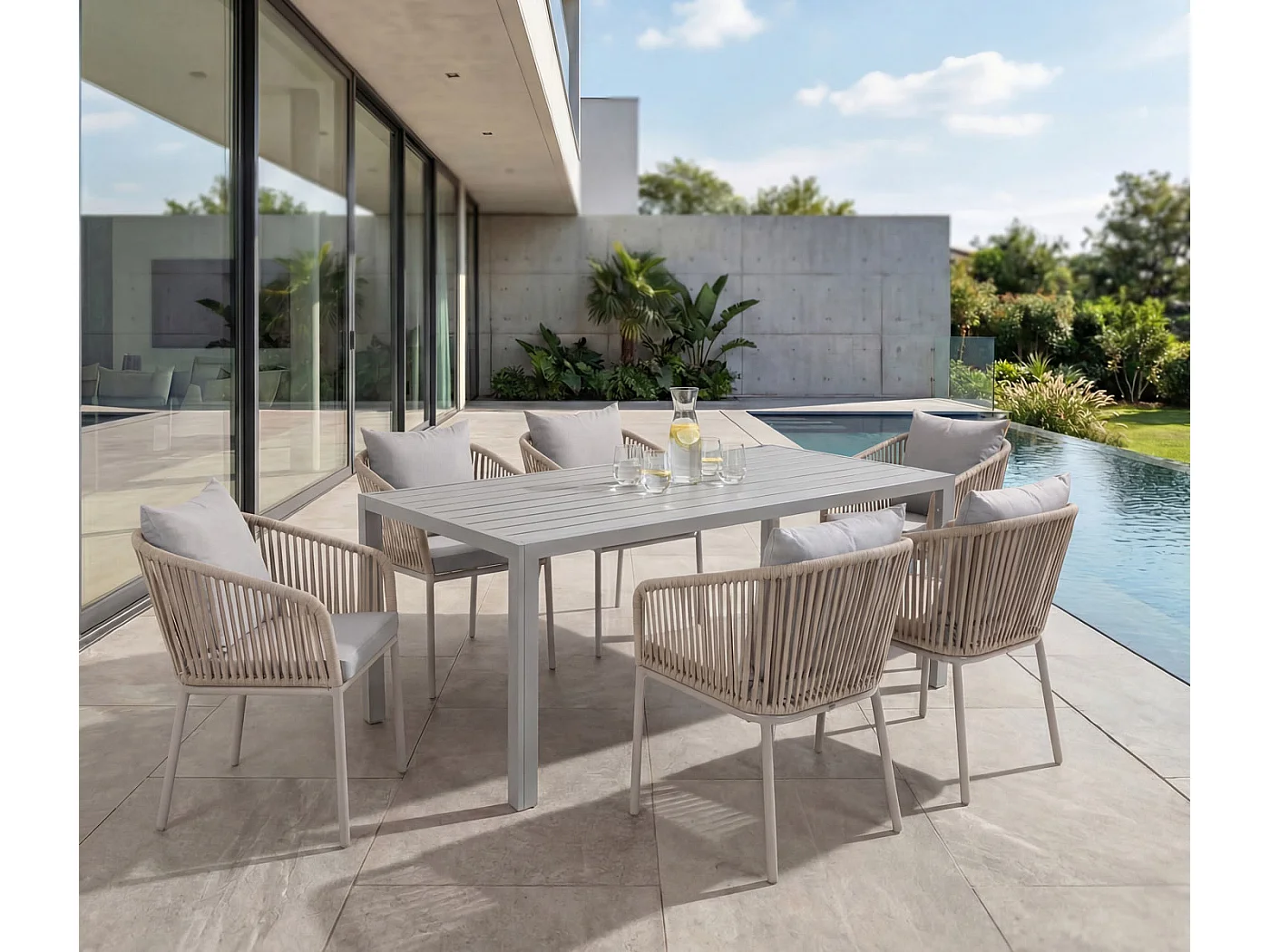 Tuinset MCW-N41 (7-delig),  grijs Kussens grijs