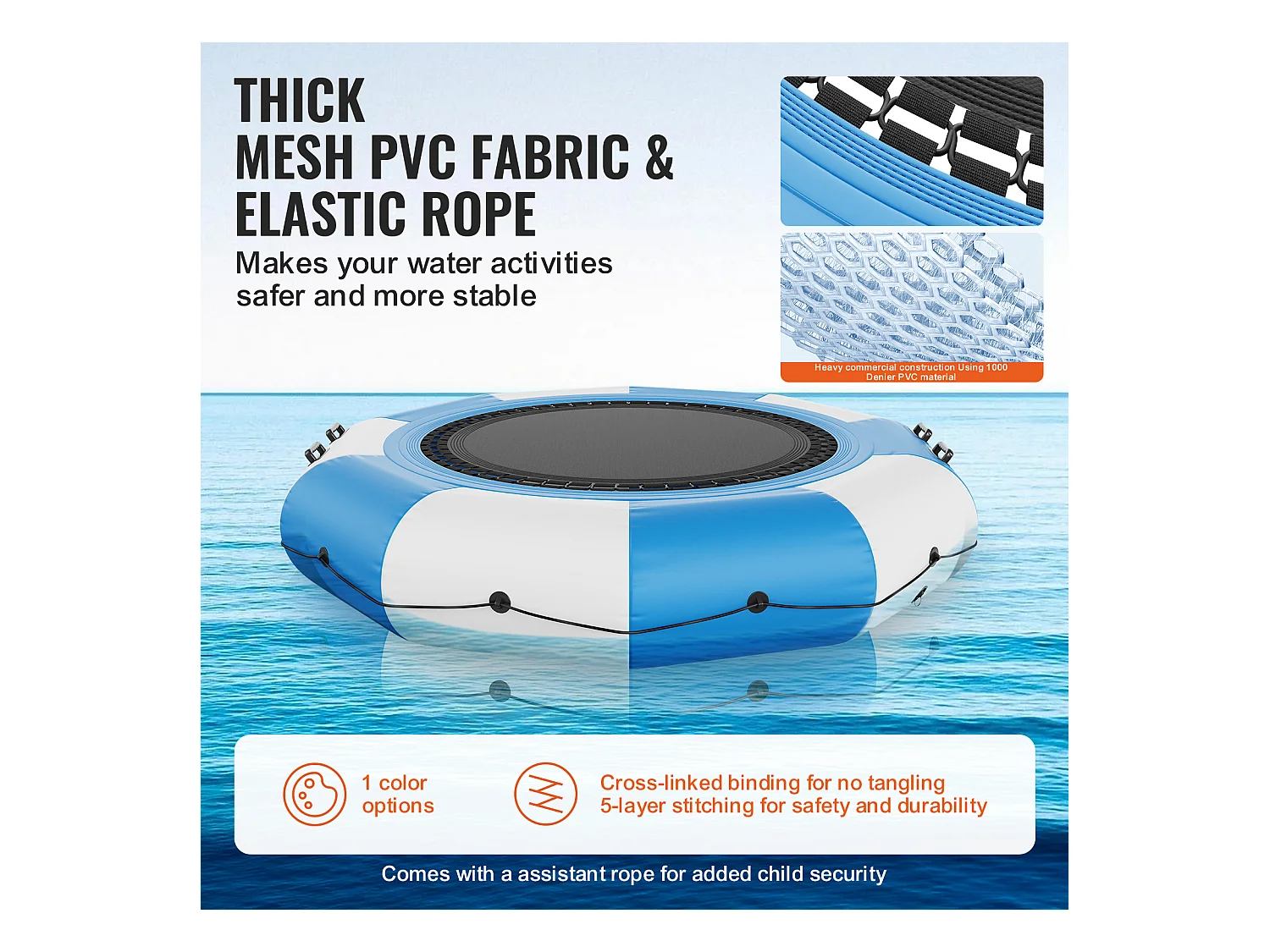 Trampoline Aquatique Gonflable SucceBuy, 310 cm, Plate-forme de Natation pour Piscine et Lac