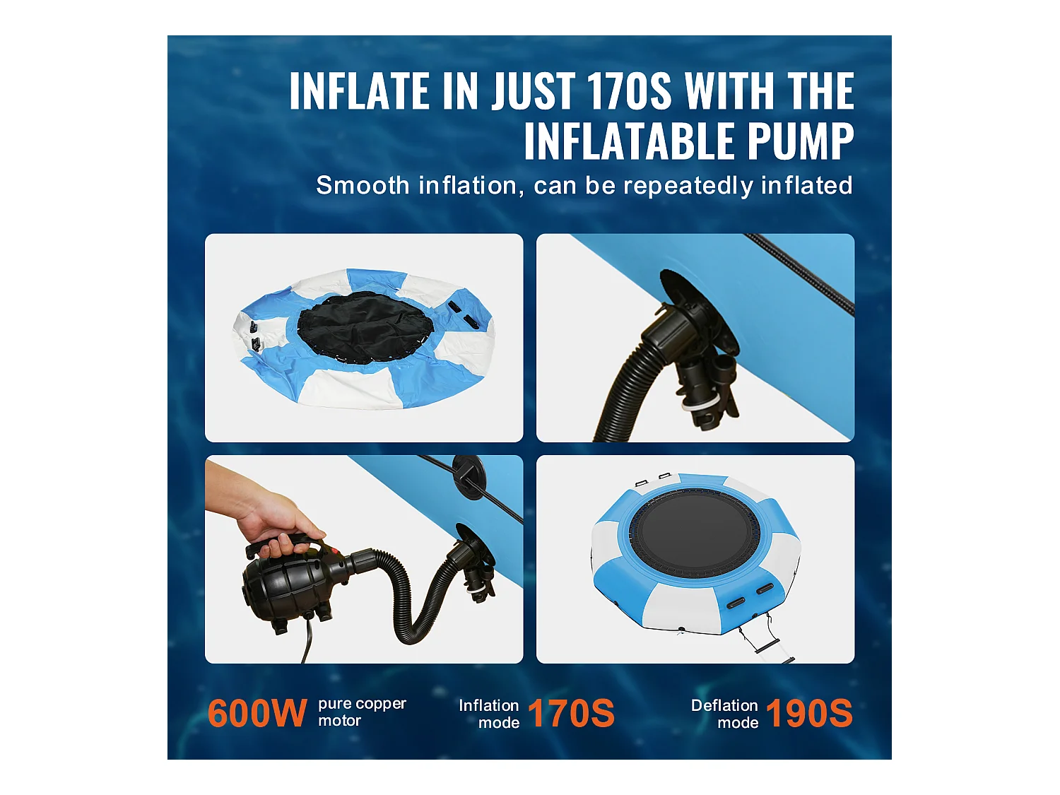 Trampoline Aquatique Gonflable SucceBuy, 310 cm, Plate-forme de Natation pour Piscine et Lac