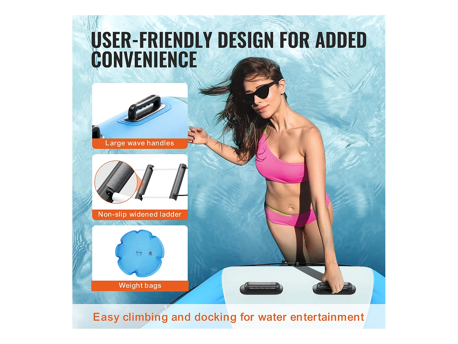 Trampoline Aquatique Gonflable SucceBuy, 310 cm, Plate-forme de Natation pour Piscine et Lac