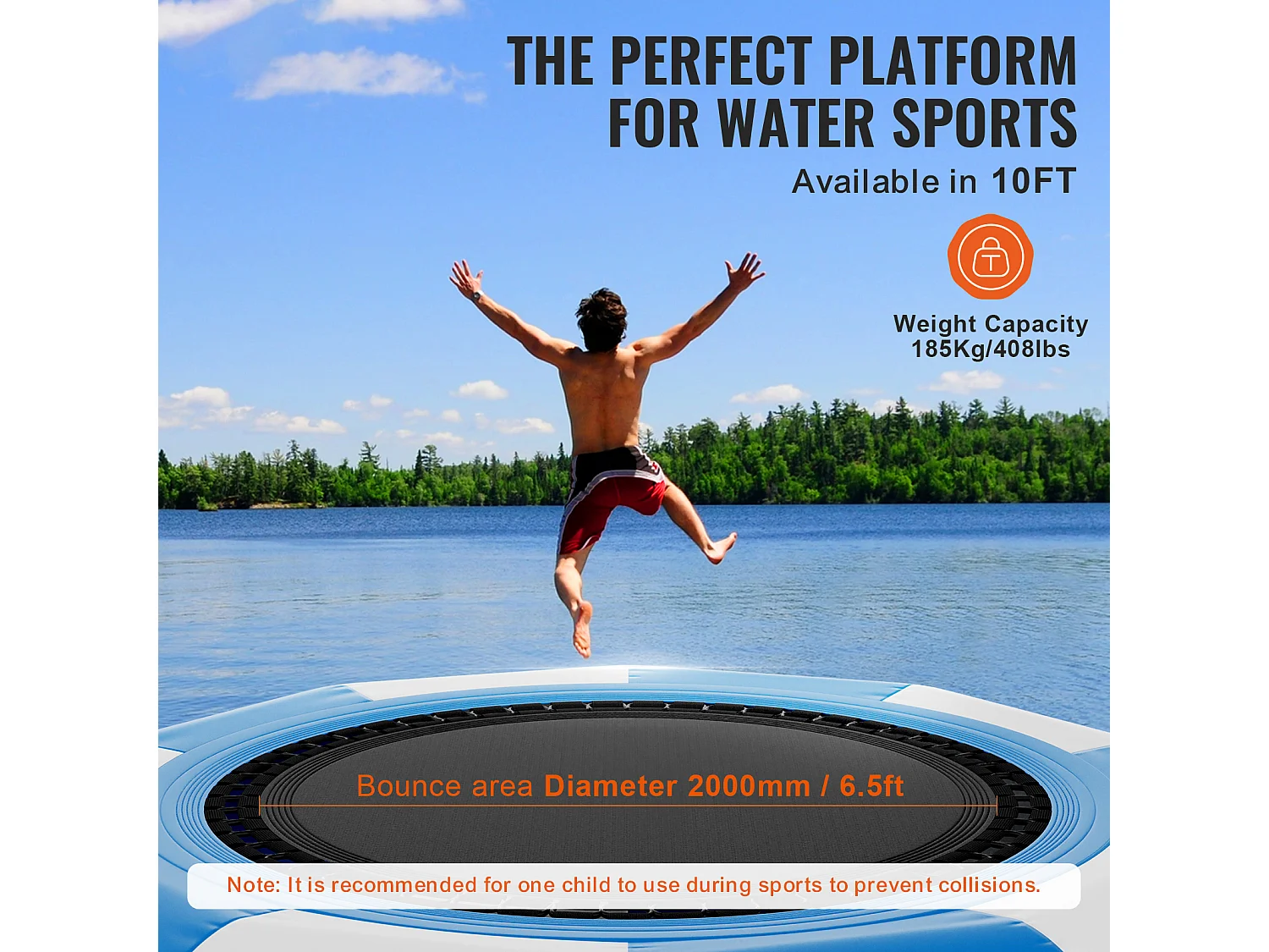 Trampoline Aquatique Gonflable SucceBuy, 310 cm, Plate-forme de Natation pour Piscine et Lac