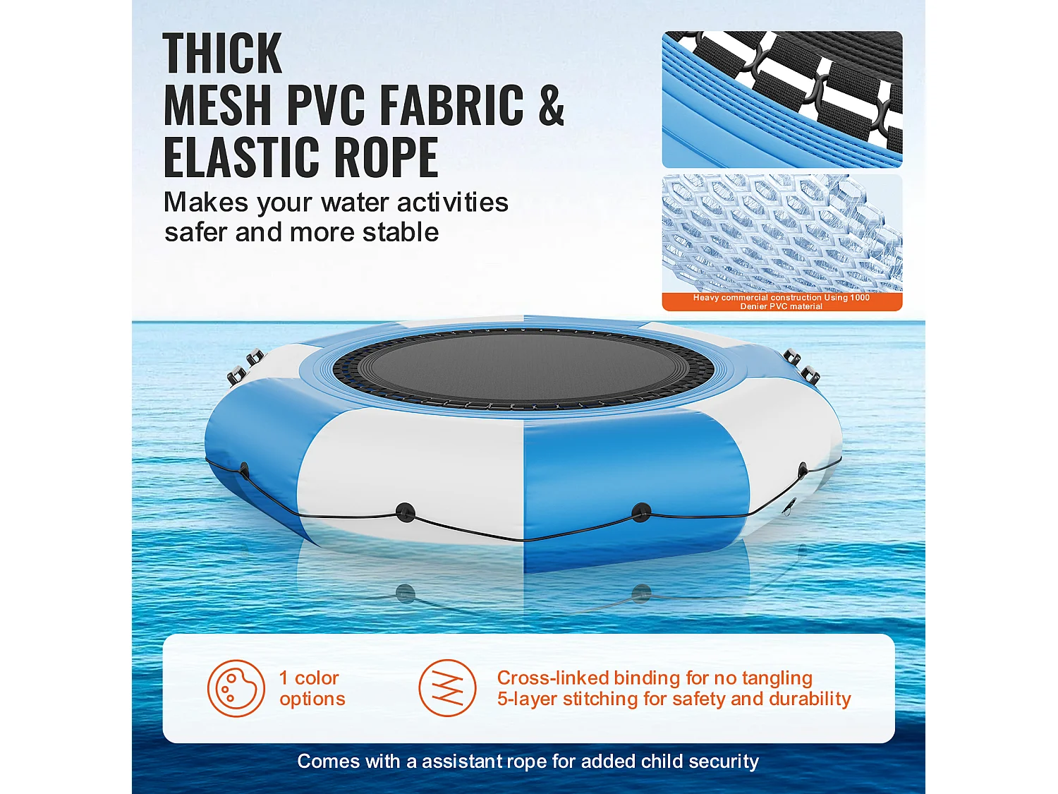 Trampoline Aquatique Gonflable SucceBuy, 310 cm, Plate-forme de Natation pour Piscine et Lac