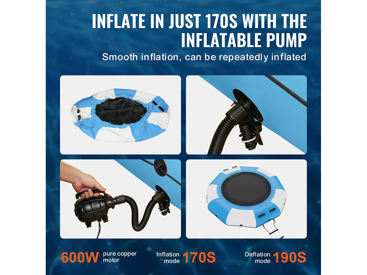 Trampoline Aquatique Gonflable SucceBuy, 310 cm, Plate-forme de Natation pour Piscine et Lac